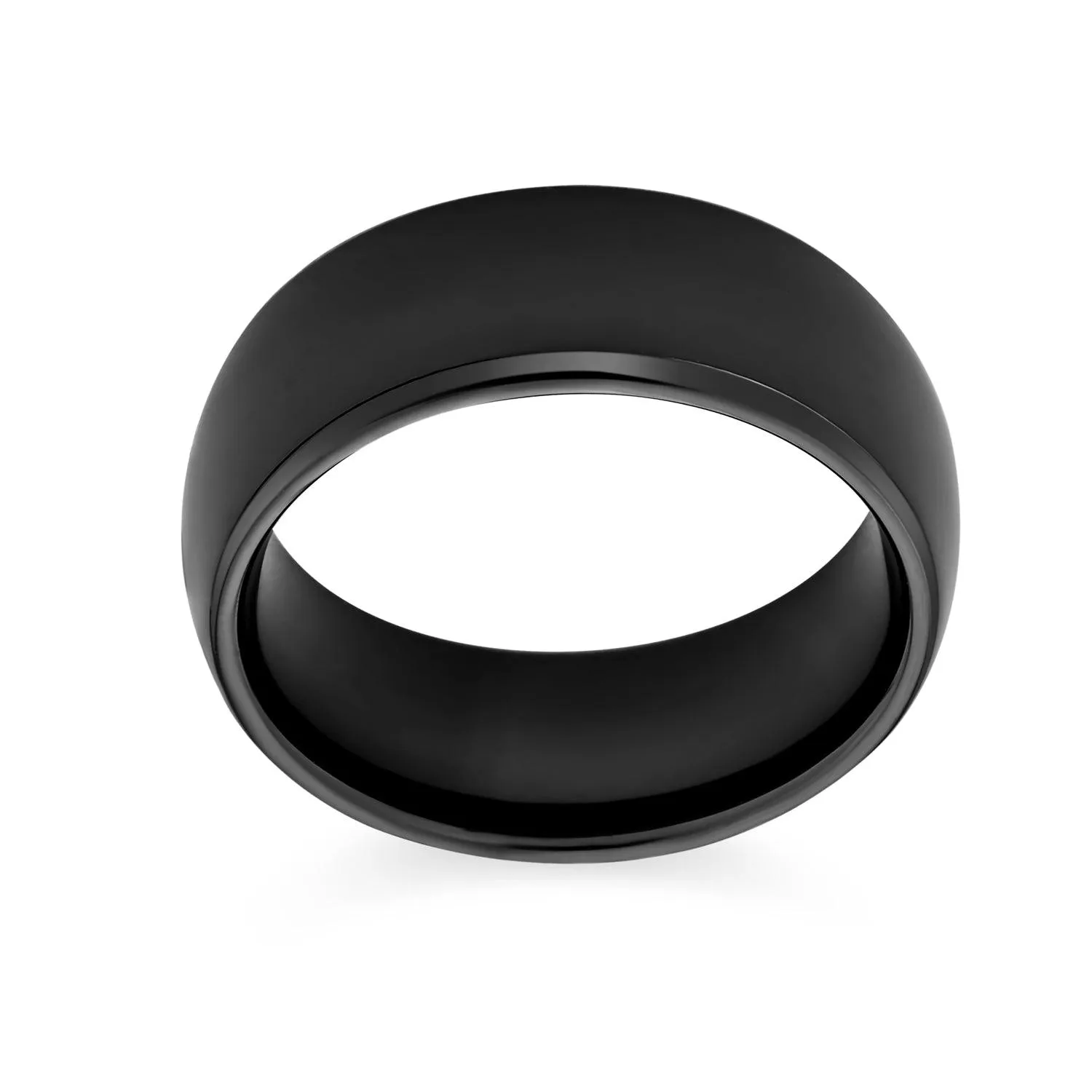 Plain Dome Black Tungsten Wedding Band for Men - Comfort Fit Titanium Ring