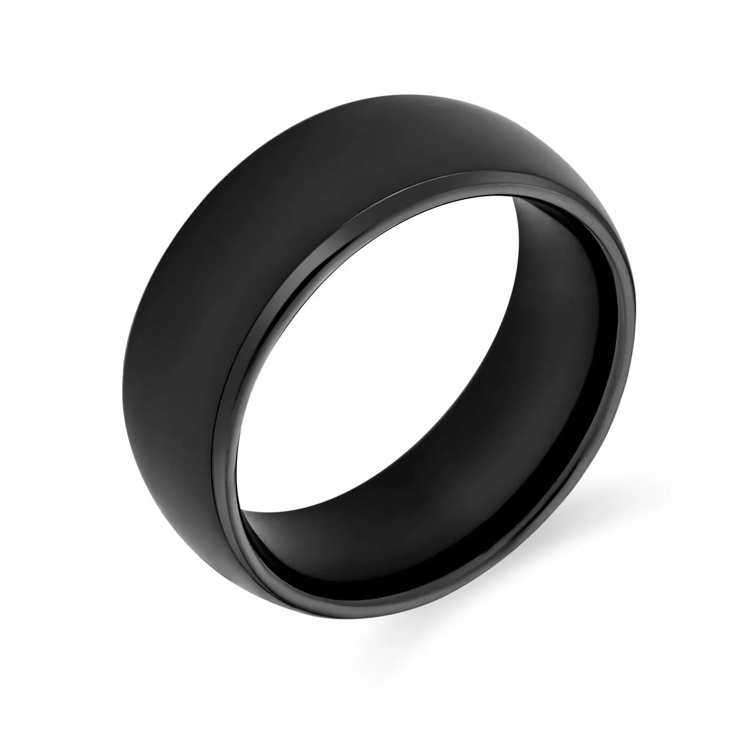 Plain Dome Black Tungsten Wedding Band for Men - Comfort Fit Titanium Ring