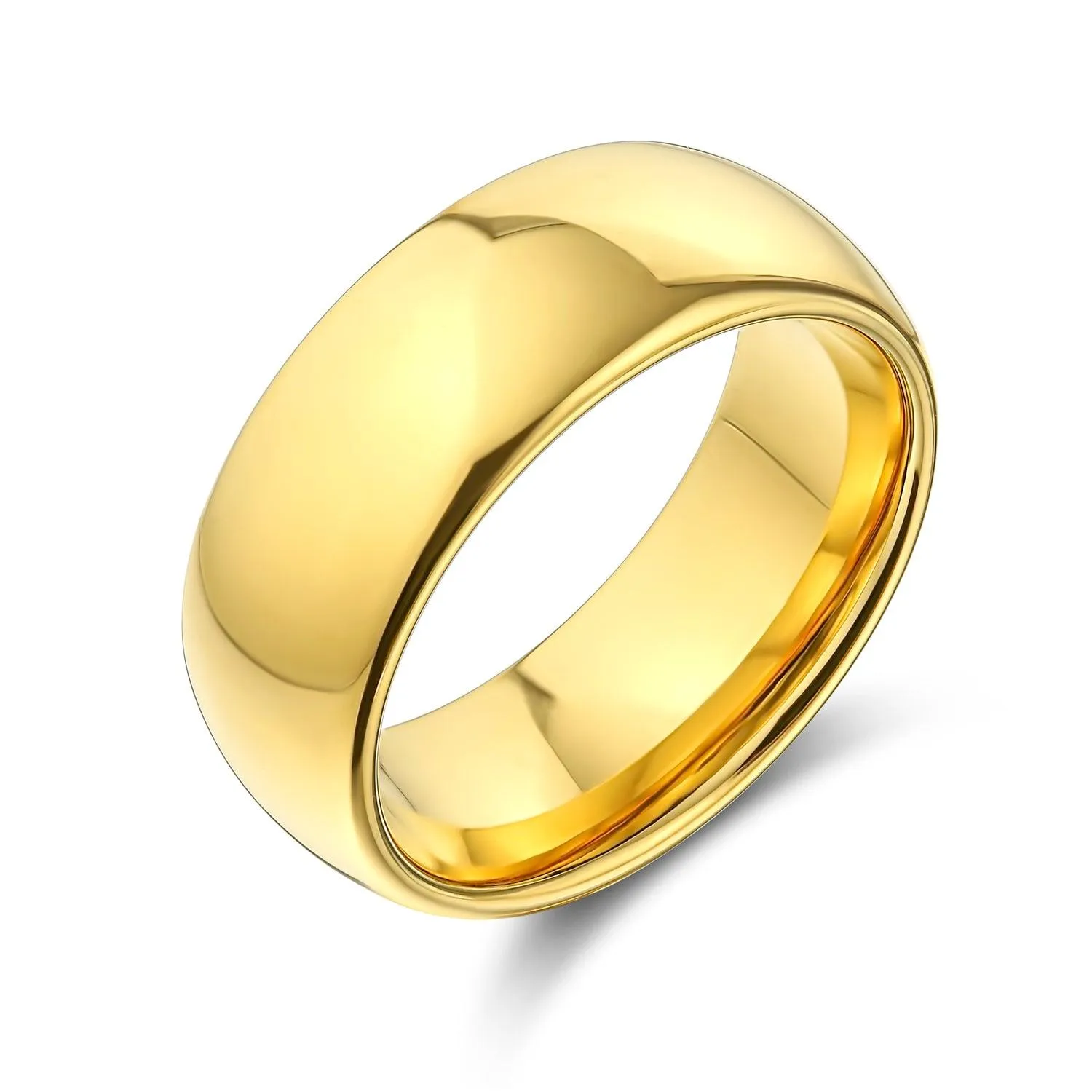 Plain Dome Black Tungsten Wedding Band for Men - Comfort Fit Titanium Ring
