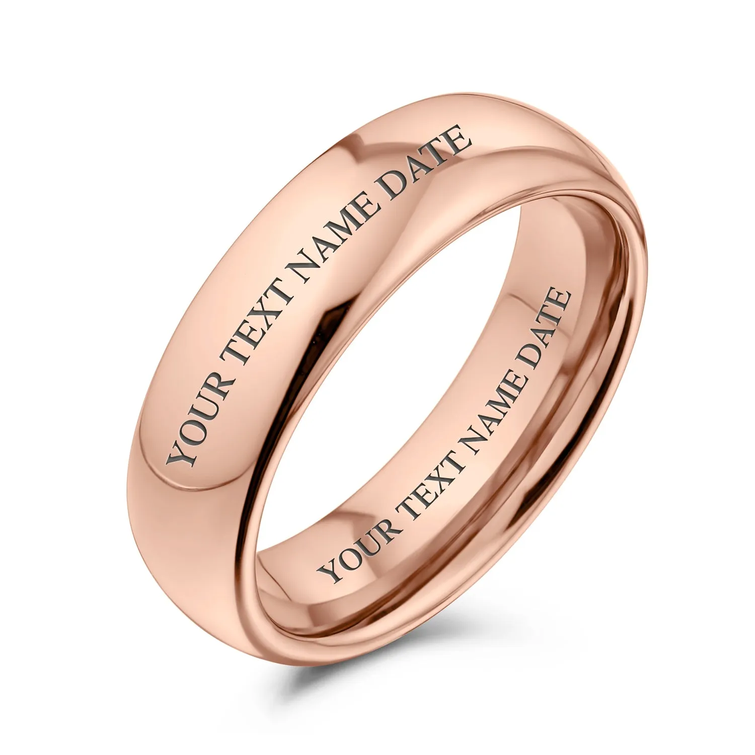Plain Dome Tungsten Wedding Band Gold Plated Comfort Fit Ring for Men