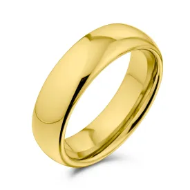 Plain Dome Tungsten Wedding Band Gold Plated Comfort Fit Ring for Men
