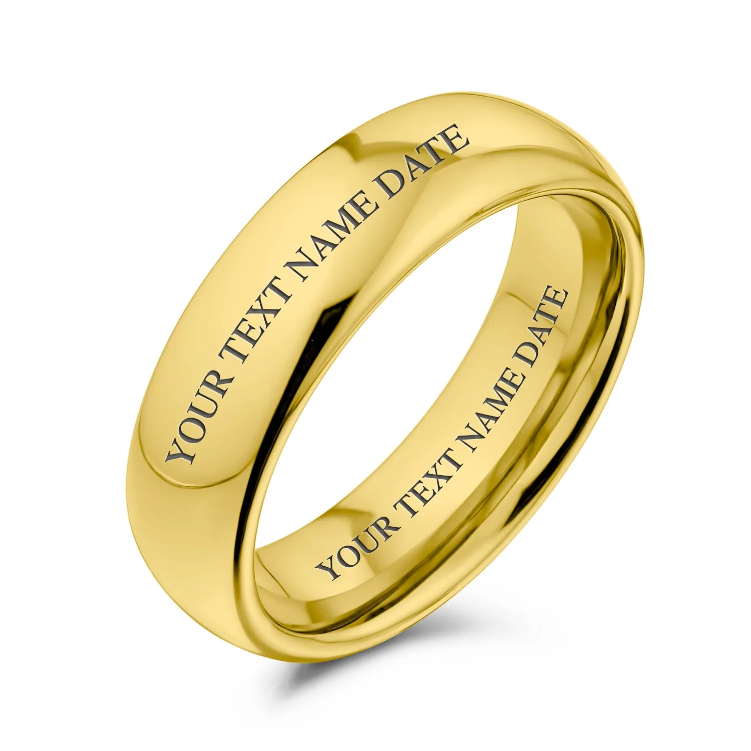Plain Dome Tungsten Wedding Band Gold Plated Comfort Fit Ring for Men