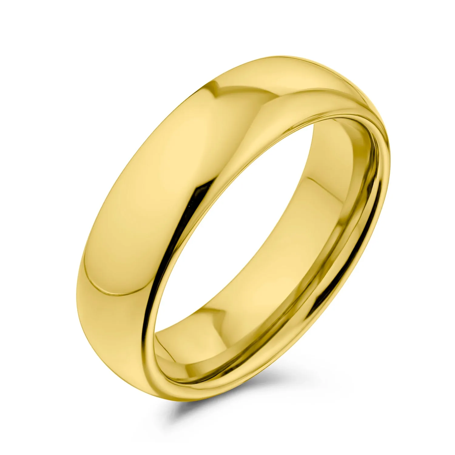 Plain Dome Tungsten Wedding Band Gold Plated Comfort Fit Ring for Men