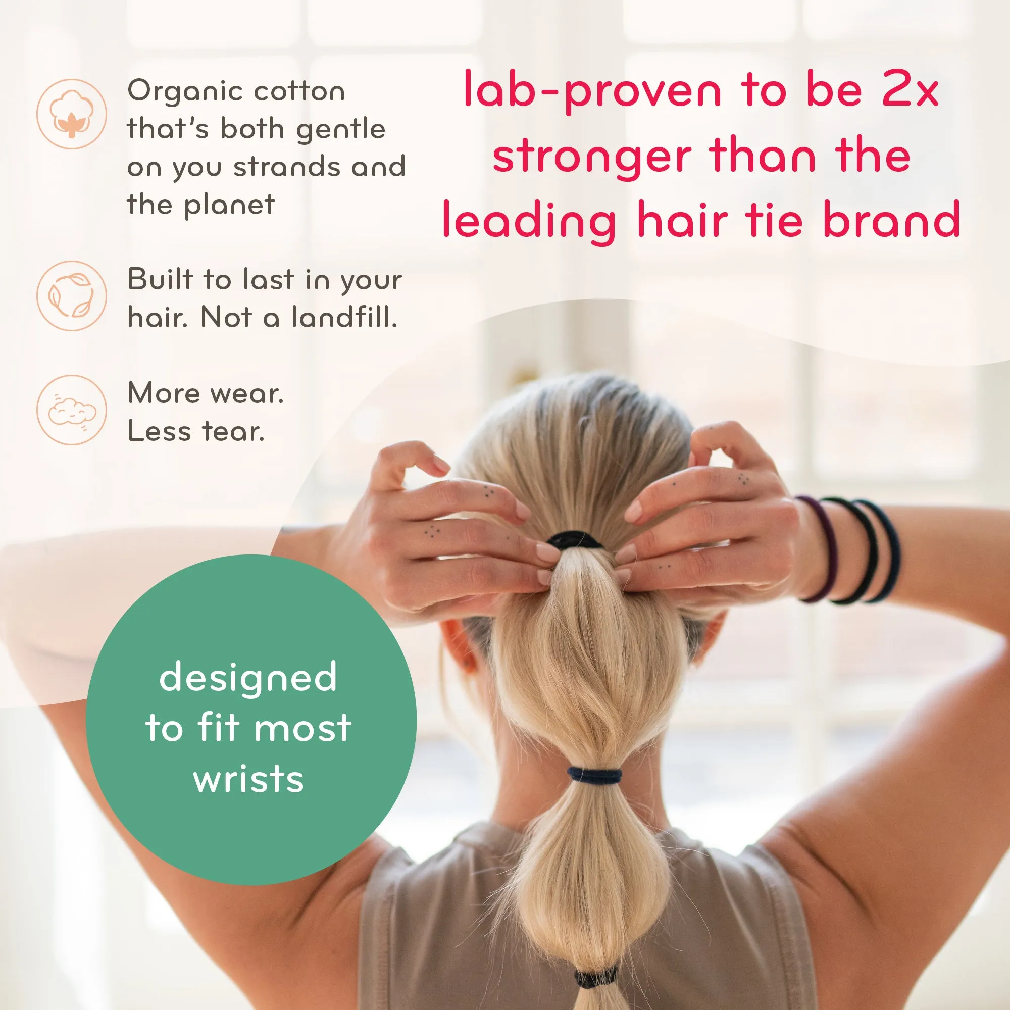 Plastic-Free Mondo Round Hair Ties (8 pack)