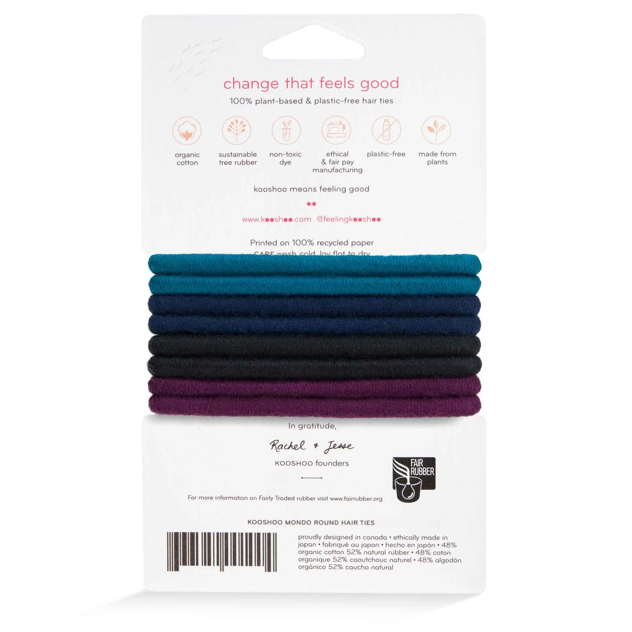 Plastic-Free Mondo Round Hair Ties (8 pack)