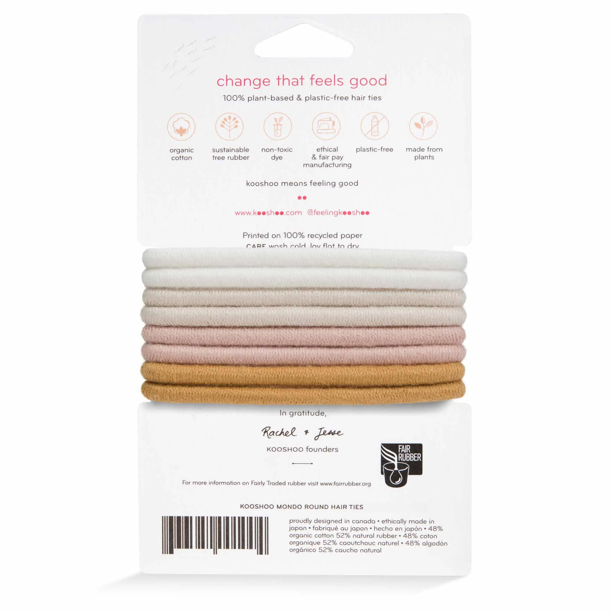 Plastic-Free Mondo Round Hair Ties (8 pack)