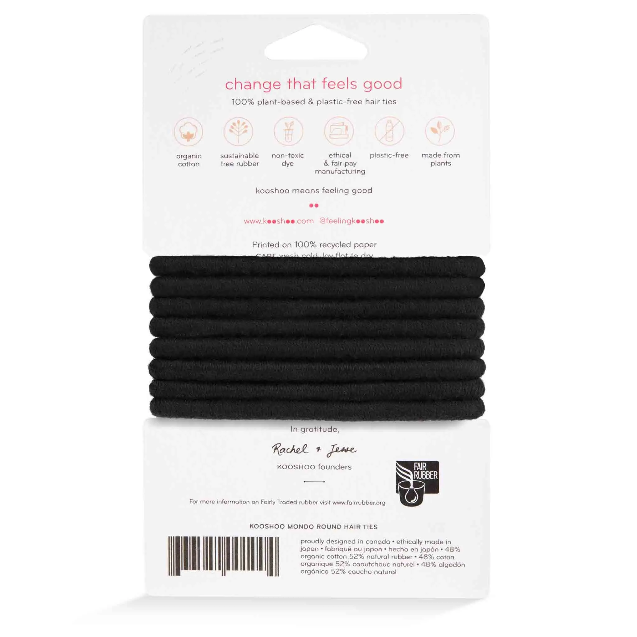 Plastic-Free Mondo Round Hair Ties (8 pack)
