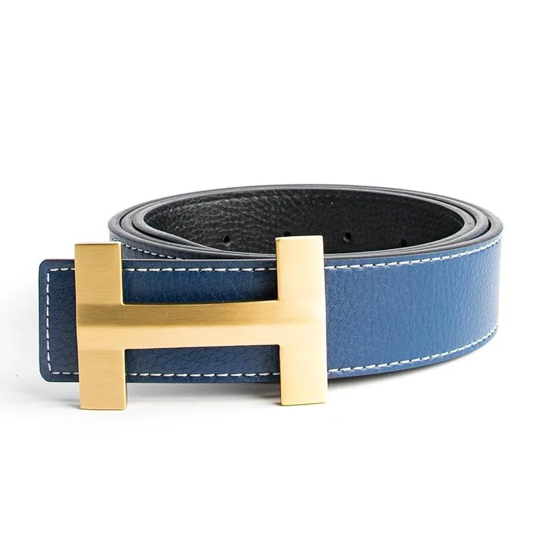 Premio Solid Brass H Leather Belt