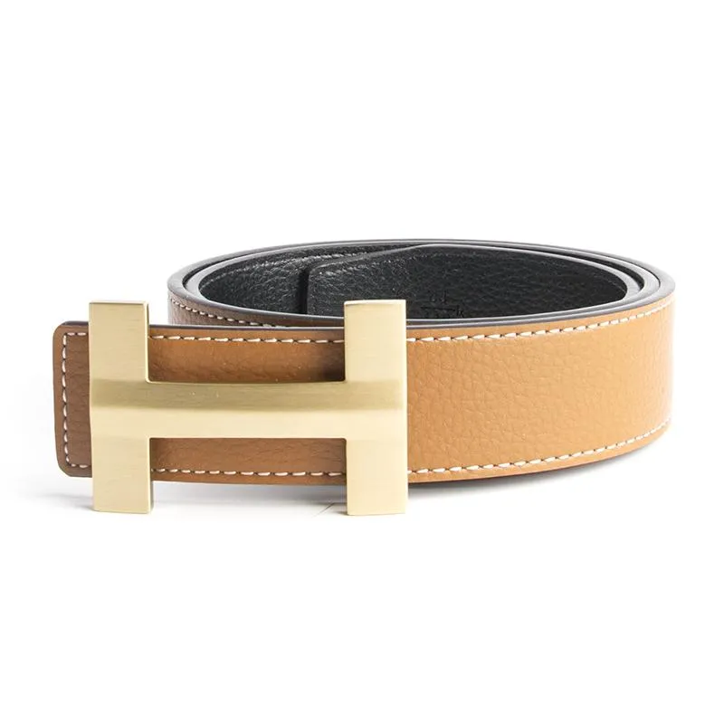 Premio Solid Brass H Leather Belt