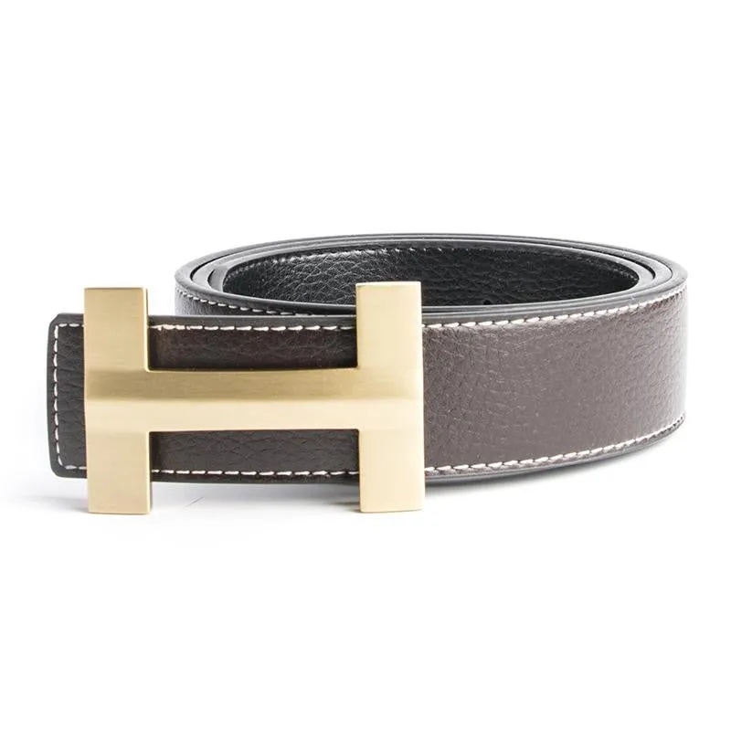 Premio Solid Brass H Leather Belt