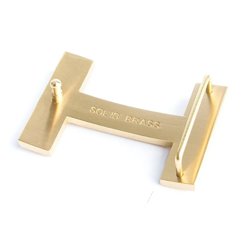 Premio Solid Brass H Leather Belt