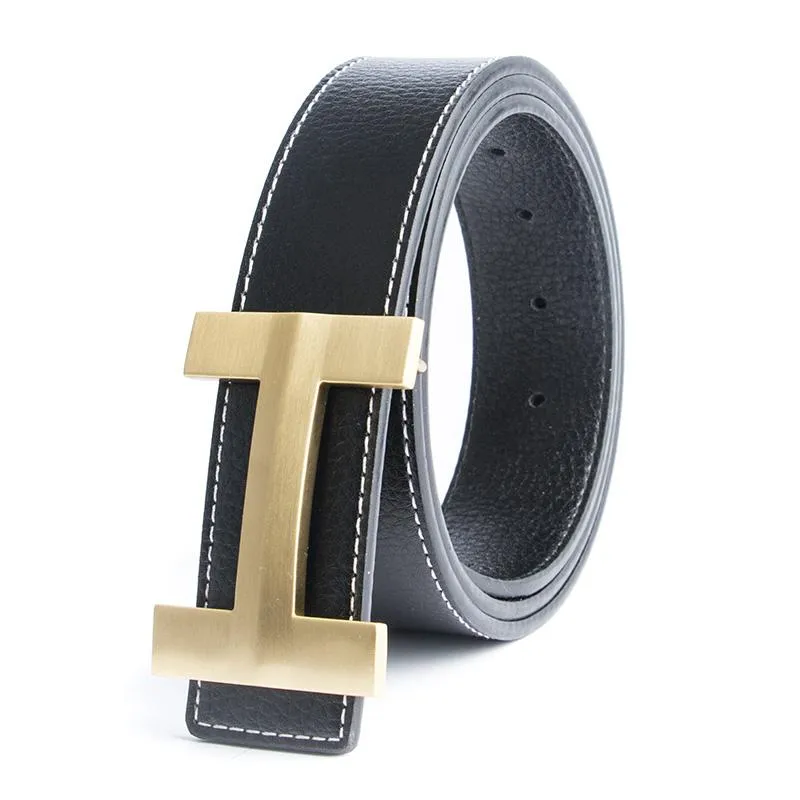 Premio Solid Brass H Leather Belt