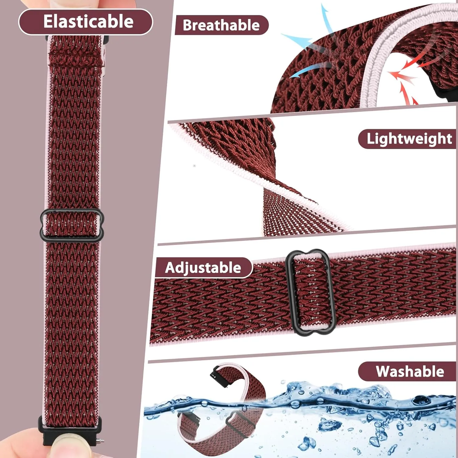 Quick Release Watch Band - Choice of Width -18mm 19mm 20mm 22mm 24mm Watch Bands, Solo Loop Adjustable Elastic Nylon Watch Straps Replacement Wristband for Men Women