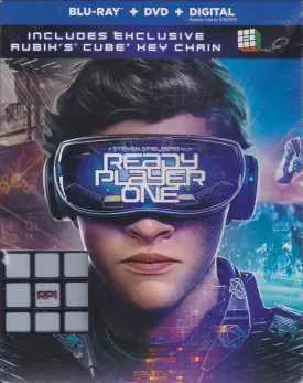 Ready Player One Blu-Ray, DVD, and Digital WALMART EXCLUSIVE Bonus Rubiks Cube Key Chain & Stickers