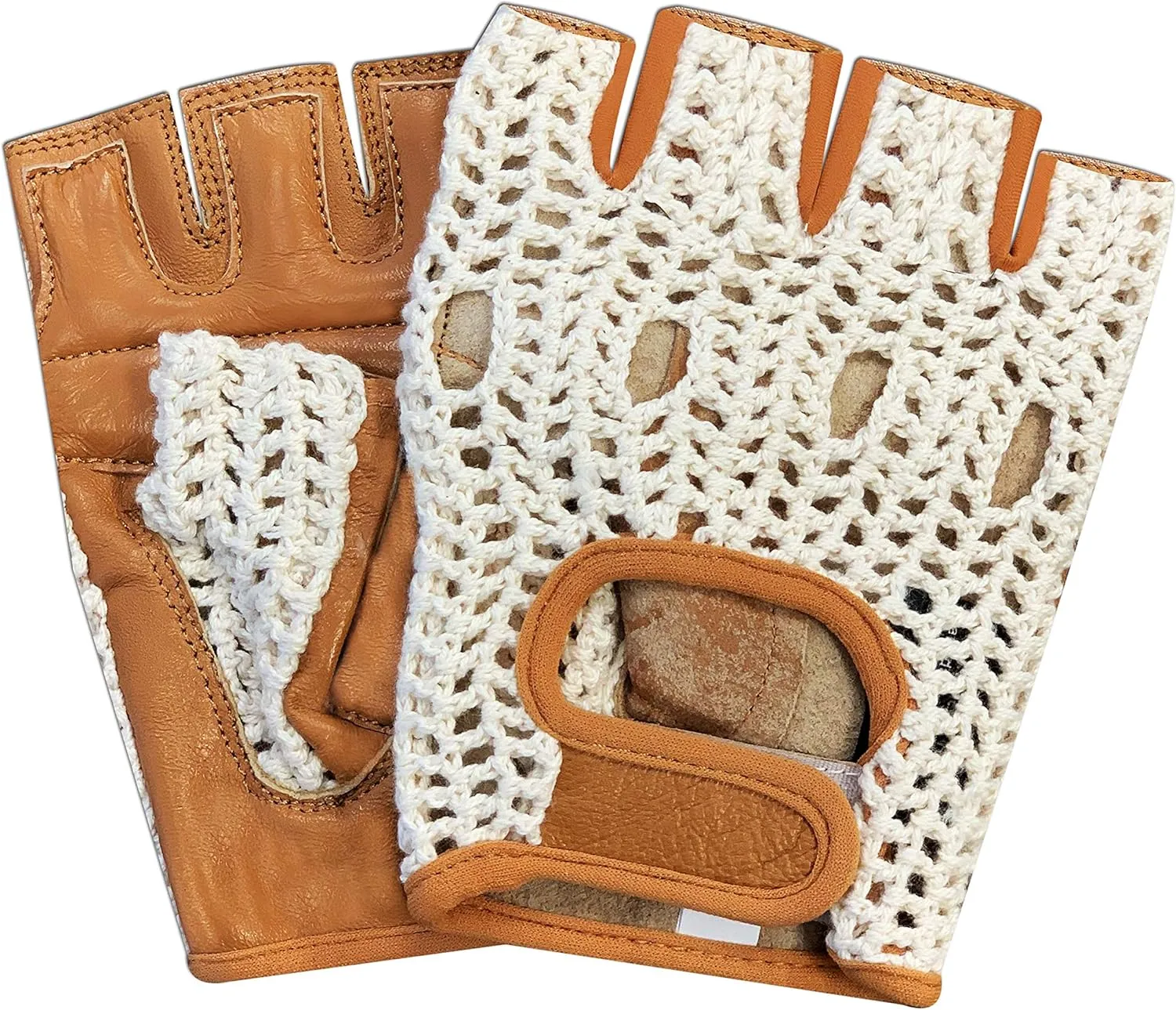 Real Soft Leather Mesh Net Fingerless Driving Weight Training Cycling Wheelchair Gloves W-1037 (XX-Large)