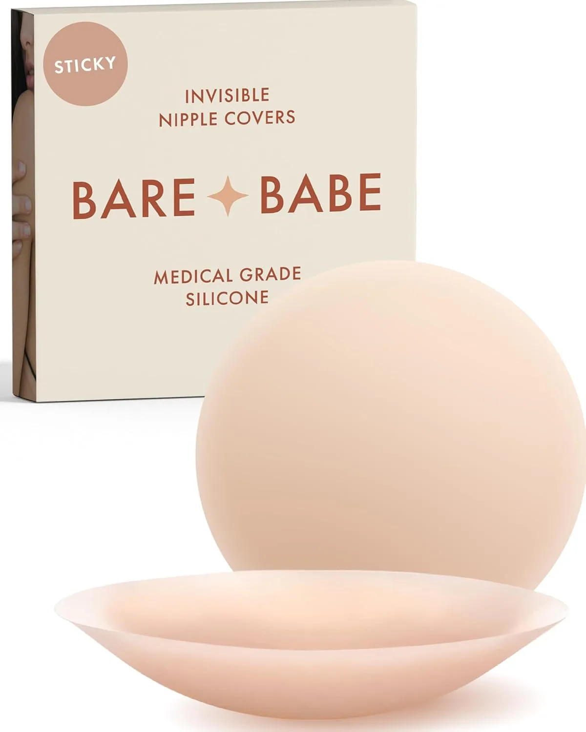 Reusable Silicone Nipple Covers - Waterproof, Nude, 4 Shades - Sticky Breast Stickers for Strapless Dress