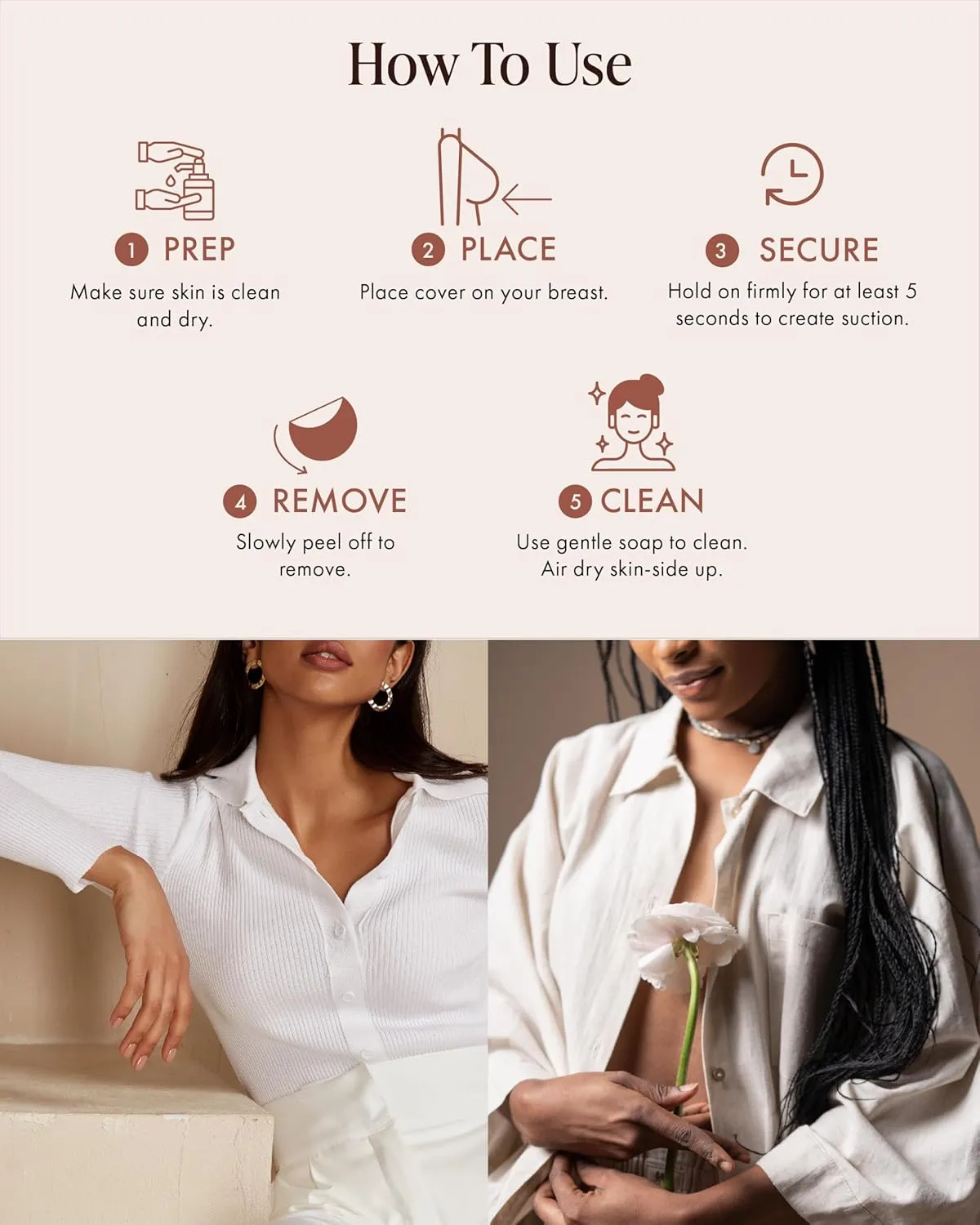 Reusable Silicone Nipple Covers - Waterproof, Nude, 4 Shades - Sticky Breast Stickers for Strapless Dress