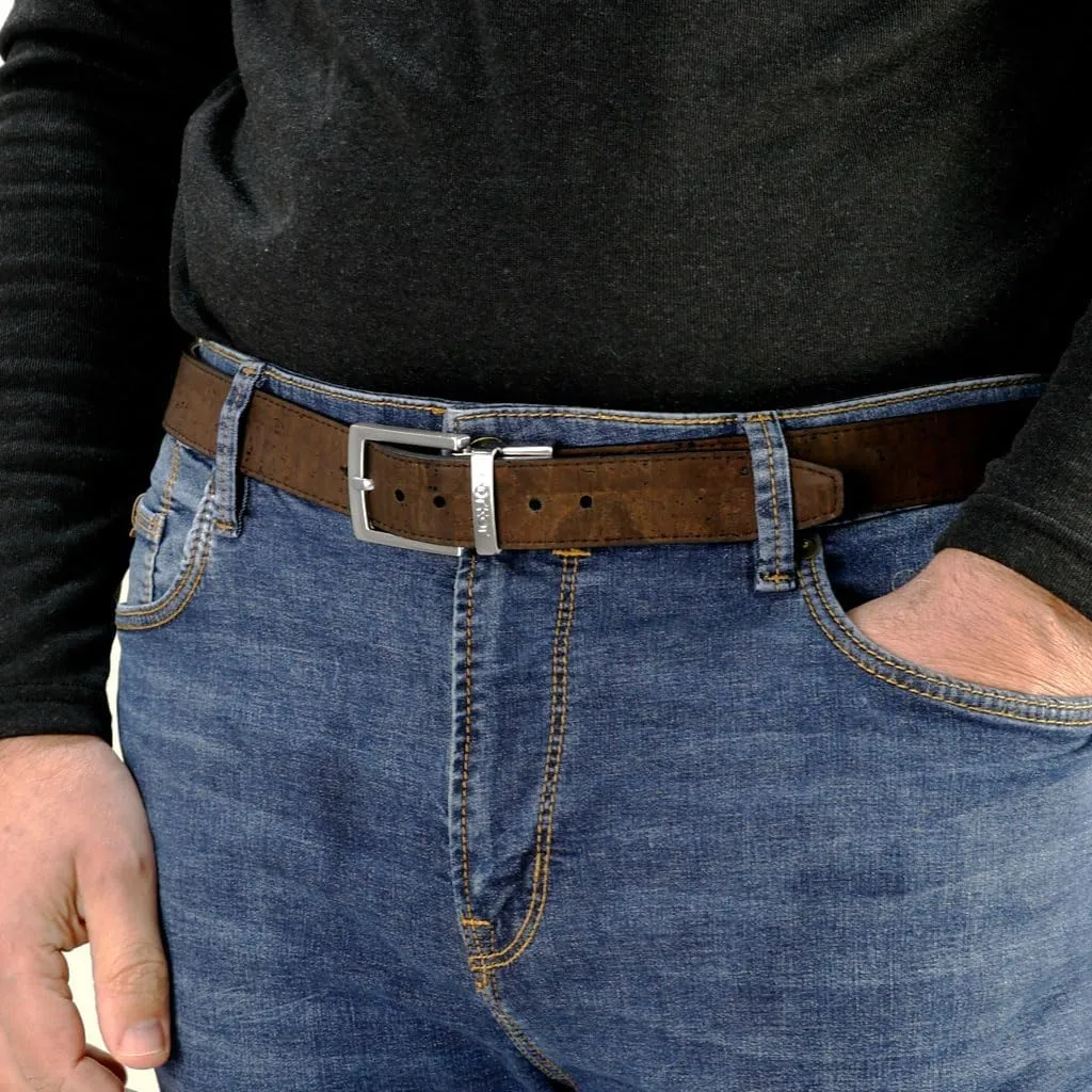 Reversible Men's Cork Belt - Vegan Leather Dress Belts  Men Belt - Cruelty Free Eco Friendly Brown Black 30mm Wide