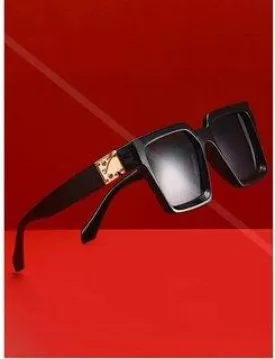 Round, Rectangular Sunglasses (For Men & Women, Black, Black)