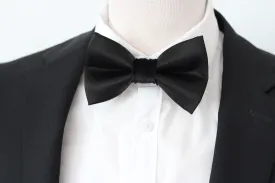 Simple Black satin mens bow tie