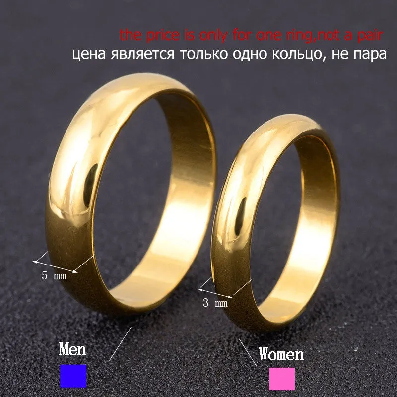 Simple Engagement Wedding Couple Rings Lovers Set 18K Gold Plated Rings for Men Women His and Her Promise Anniversary Jewelry