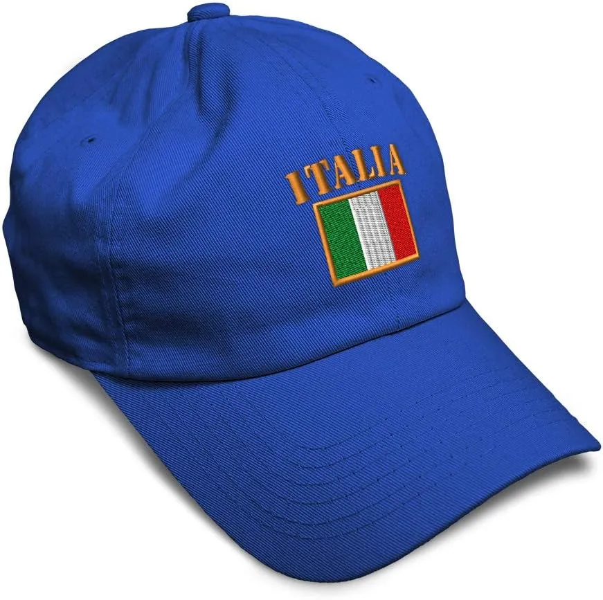 Speedy Pros Soft Baseball Cap Italia Flag Embroidery Flags World Cup Soccer Cotton Embroidered Dad Hats for Men & Women