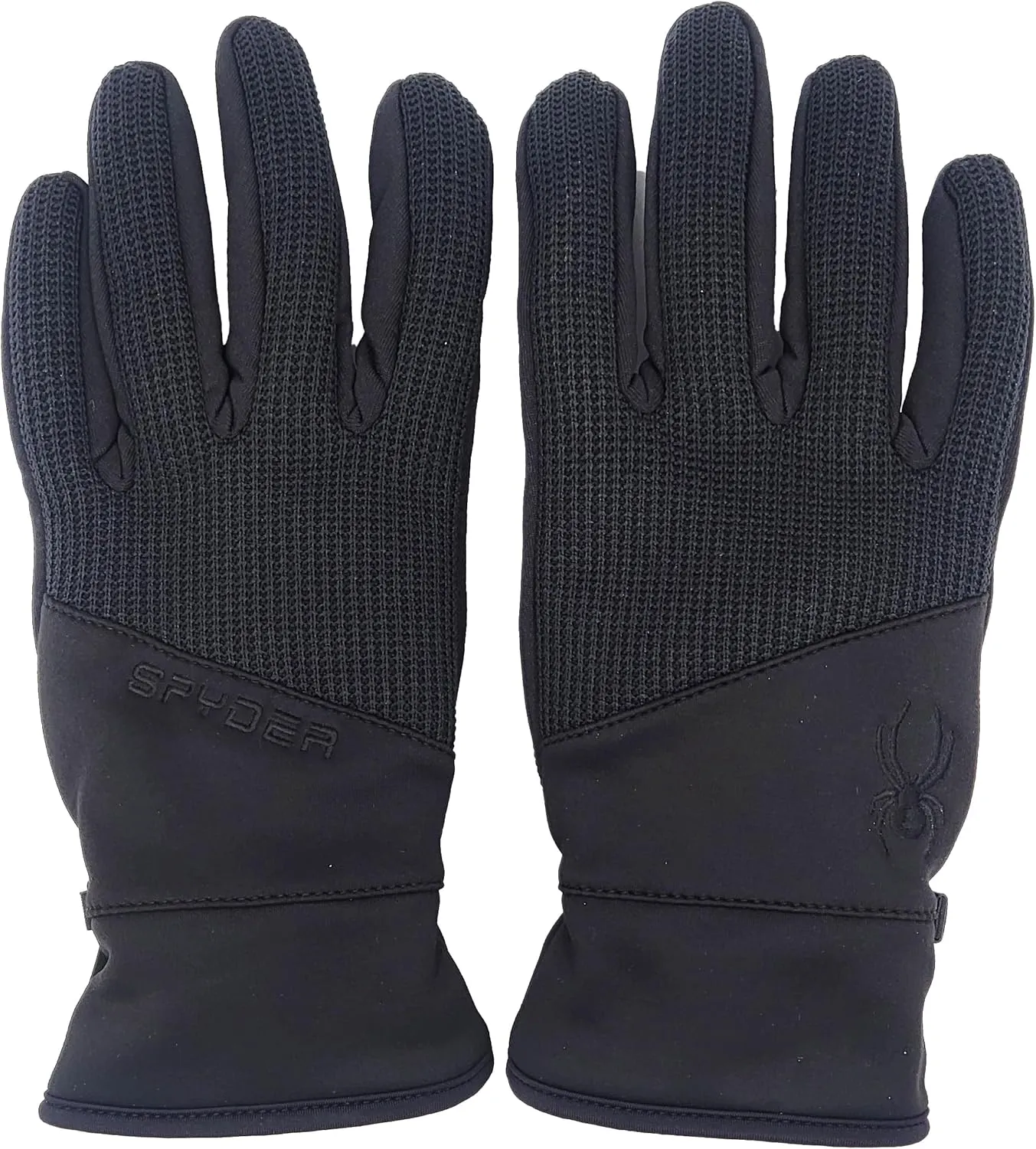 Spyder Core Conduct Gloves Touchscreen Compatible, Leather Palm Patch, 360 Degree Stretch, Sweater Knit Bonded