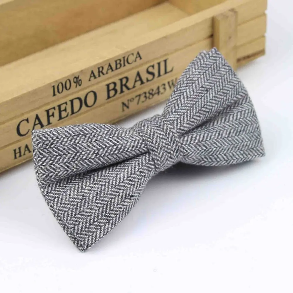 Superior Classical Formal Wool Cotton Bow Tie Gravata Multiple Colors Houndstooth Pattern Necktie Mens Luxury Tie Tweed Bowtie
