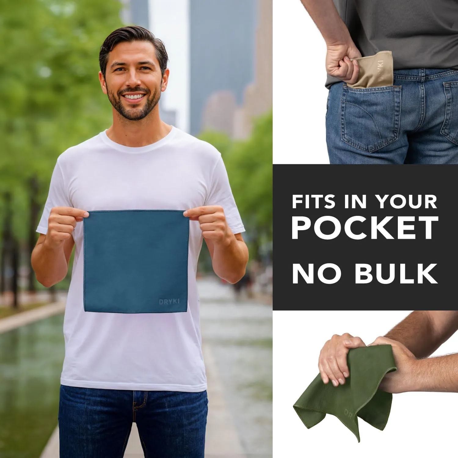 Sweat Absorbing Handkerchiefs - The Original Quick-Dry Microfiber Sweat Rags & Towels for Face, Hands, & Body - Perfect for Gym, Sports, and Work (Forest: 5 Pack)