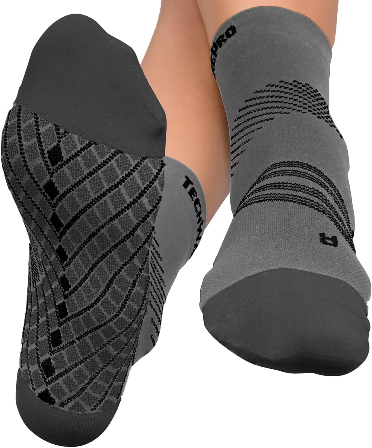TechWare Pro Plantar Fasciitis Socks  Cushion Ankle Compression Socks Women & Men. Achilles Tendonitis Brace & Arch Support