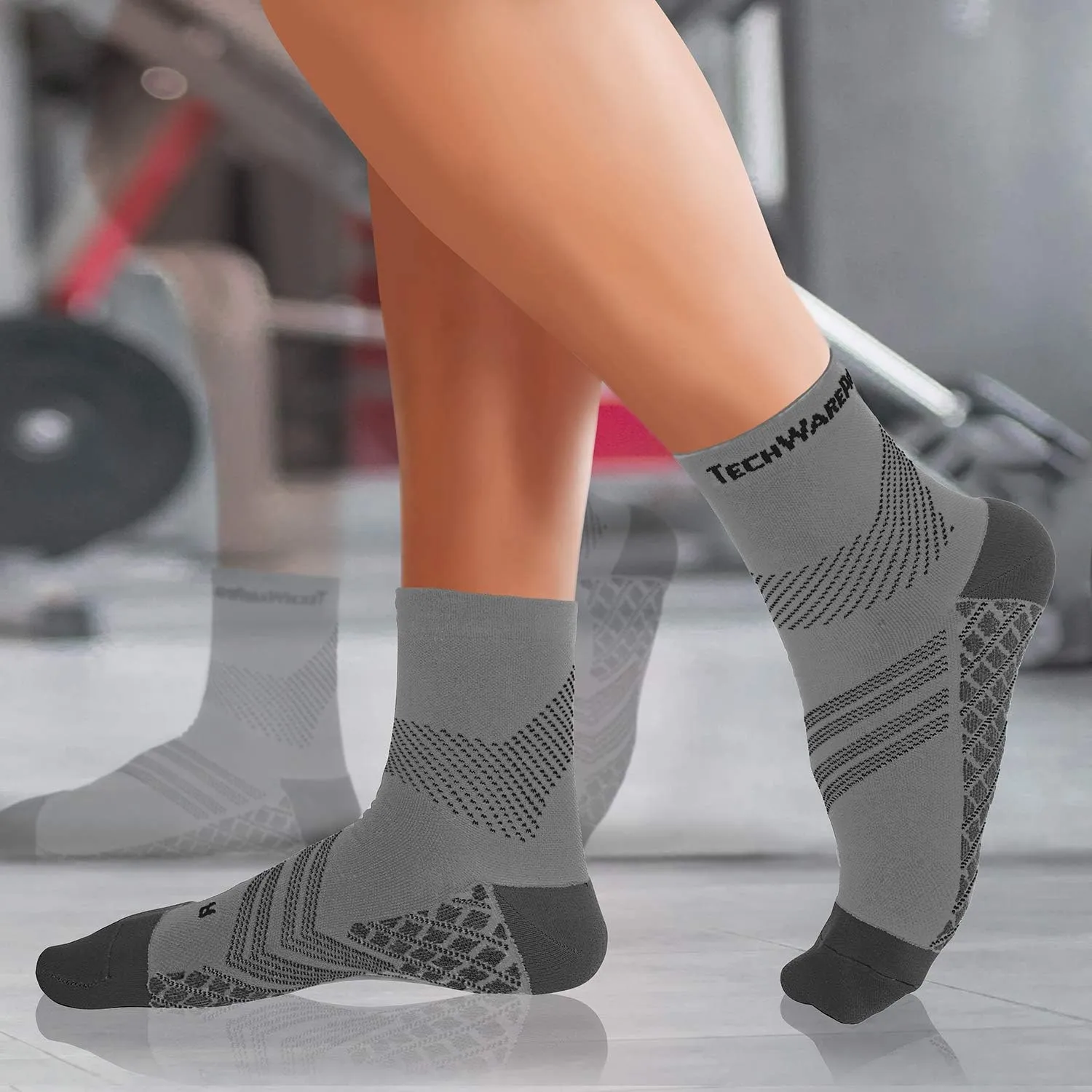TechWare Pro Plantar Fasciitis Socks  Cushion Ankle Compression Socks Women & Men. Achilles Tendonitis Brace & Arch Support