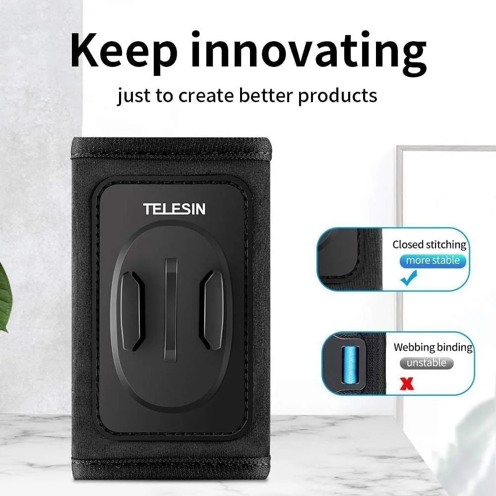 TELESIN Backpack Mount Shoulder Strap Bag Belt Clip Holder Attachment Hand Free Chest POV Hiking Cycling Body Mounting Accessories for GoPro Max Hero 11 10 9 8 7 6 5 Insta360 X2 X3 GO3 DJI Action 3 4