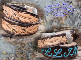 Tooled leather belts, Tooled Feather Belts, Hand Tooled Feather Belts
