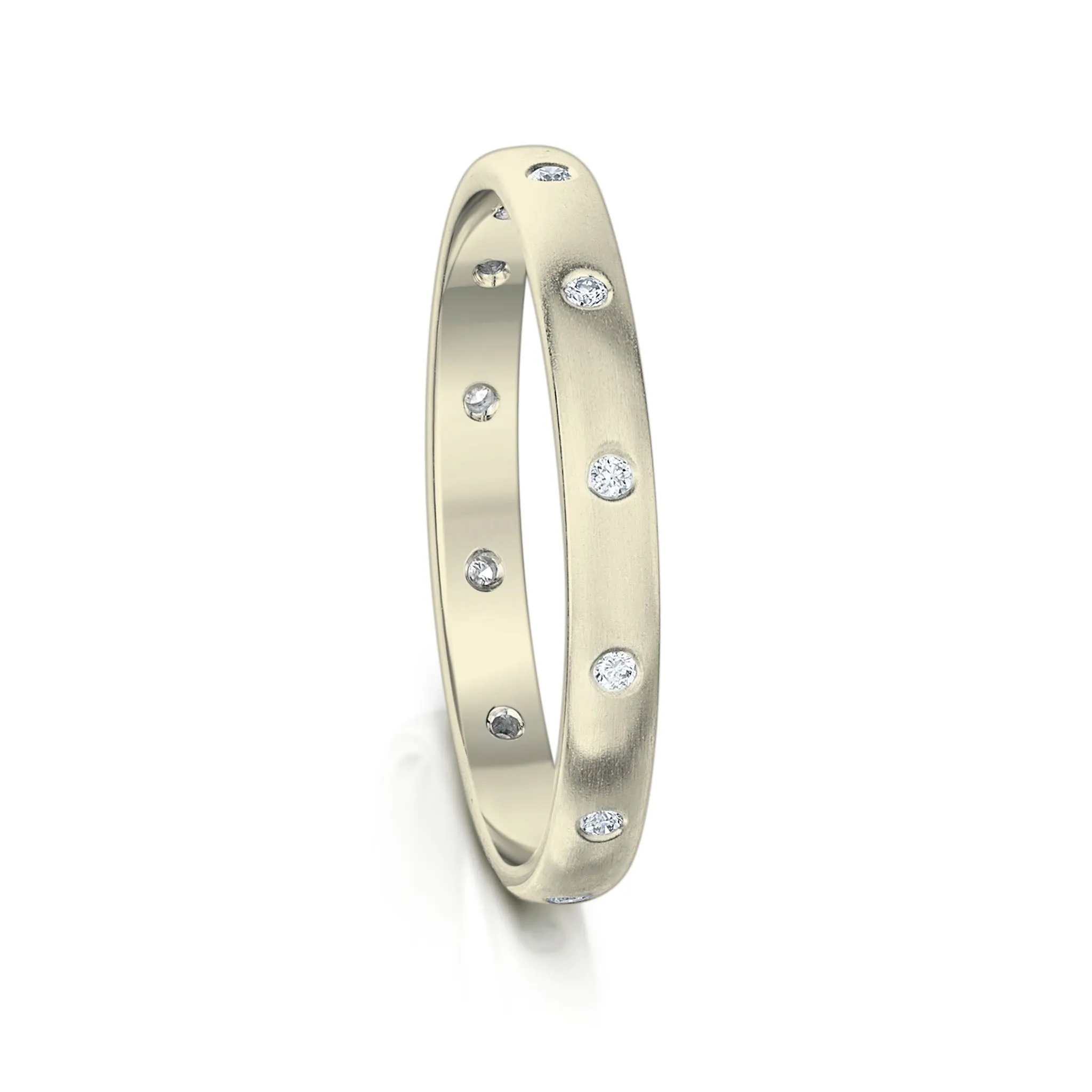 Traditional 12-diamond 3mm Wedding Ring in 18ct White Gold