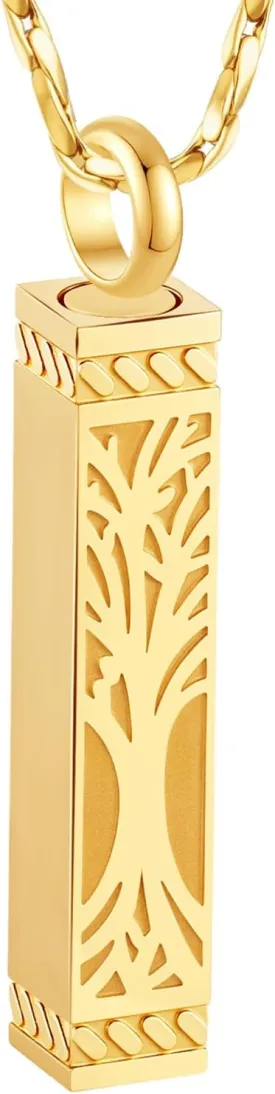 Tree of Life Urn Necklace For Ashes Memorial Bar Cremation Jewelry with Keepsake Urn Memorial Ash Jewelry For Women Men
