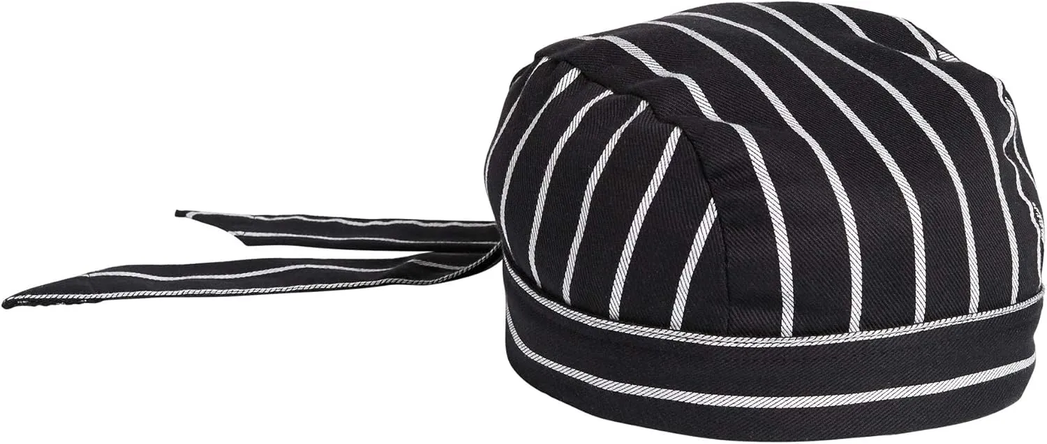 Uncommon Threads Elastic Back Skull Cap Chef Hat with Ties