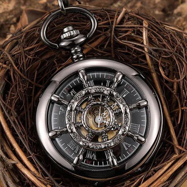 Unisex Vintage Unisex Wheel Double Sided Hollow Mechanical Steampunk Watch