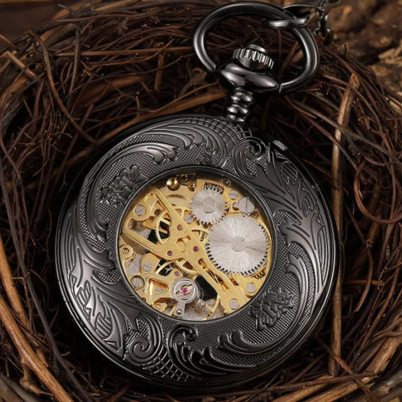 Unisex Vintage Unisex Wheel Double Sided Hollow Mechanical Steampunk Watch