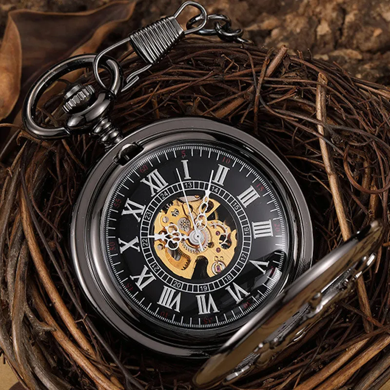 Unisex Vintage Unisex Wheel Double Sided Hollow Mechanical Steampunk Watch