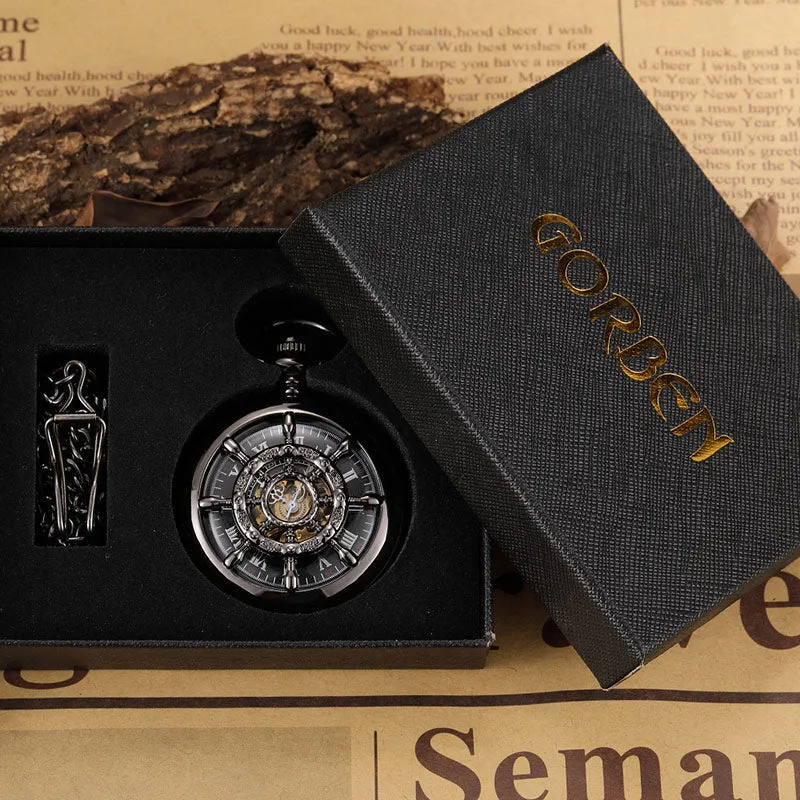 Unisex Vintage Unisex Wheel Double Sided Hollow Mechanical Steampunk Watch