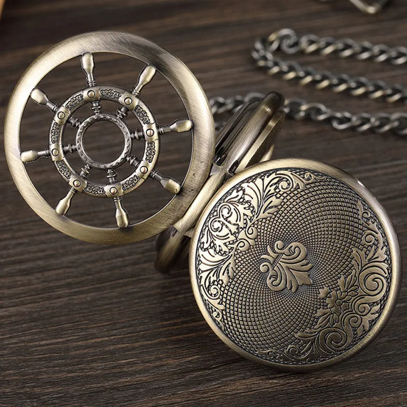 Unisex Vintage Unisex Wheel Double Sided Hollow Mechanical Steampunk Watch