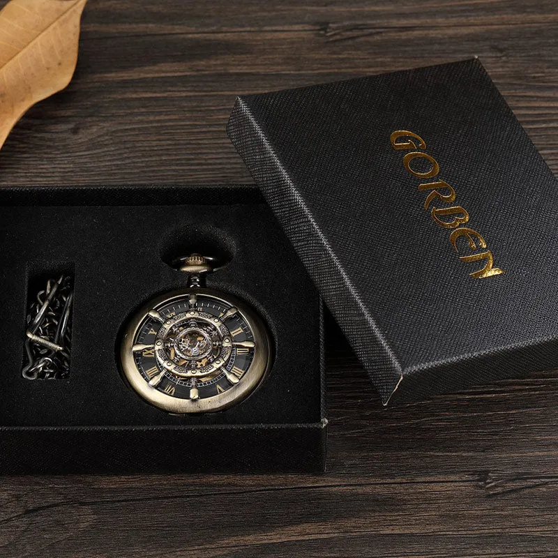 Unisex Vintage Unisex Wheel Double Sided Hollow Mechanical Steampunk Watch