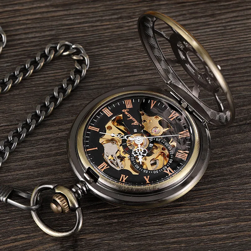 Unisex Vintage Unisex Wheel Double Sided Hollow Mechanical Steampunk Watch