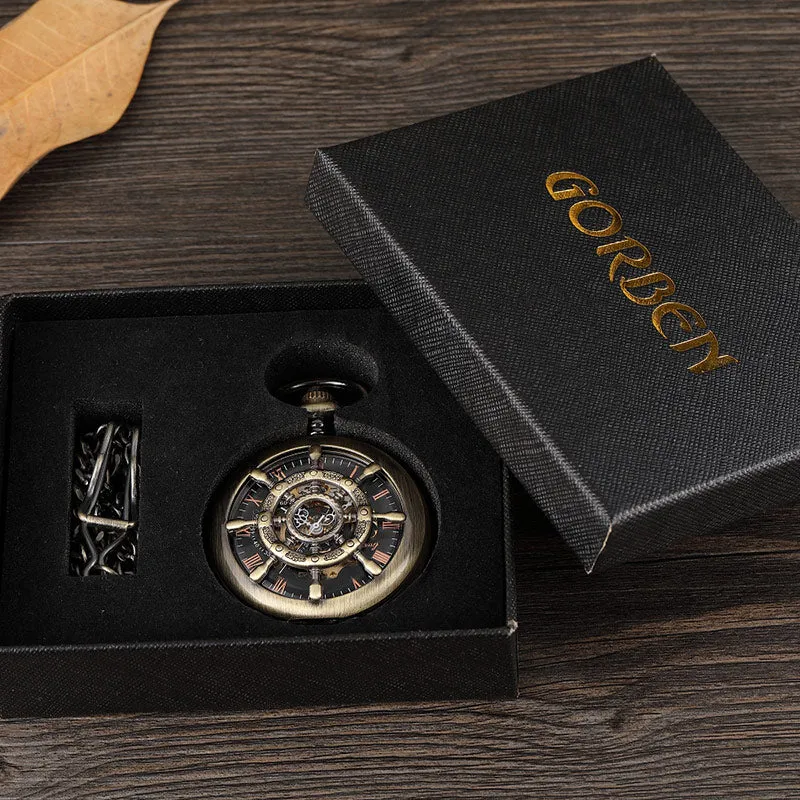 Unisex Vintage Unisex Wheel Double Sided Hollow Mechanical Steampunk Watch