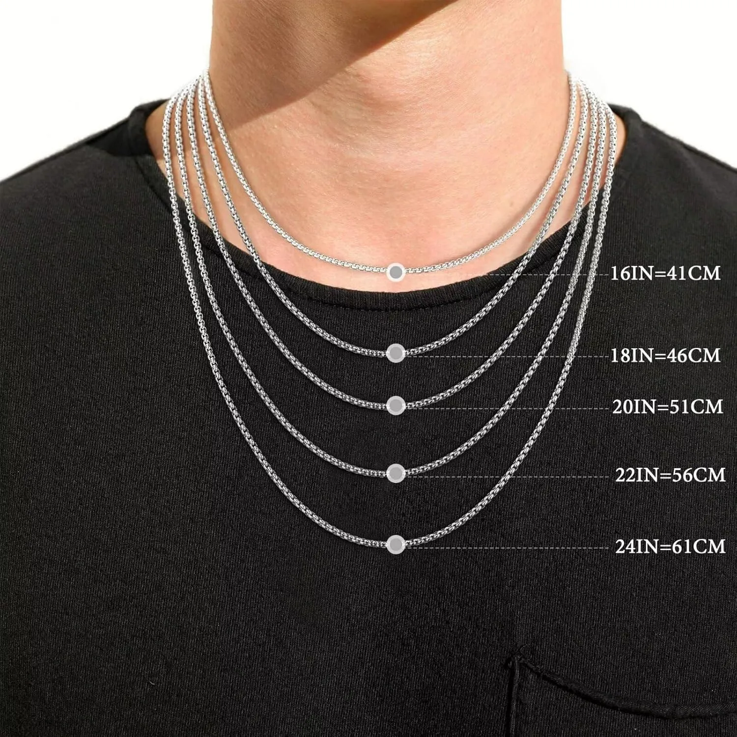 Ursteel 925 Sterling Silver Cross Necklace for Men Women - 18K White Gold Plated Stainless Steel Diamond Cut Silver Chain Cross Jewelry 16-24 Inches