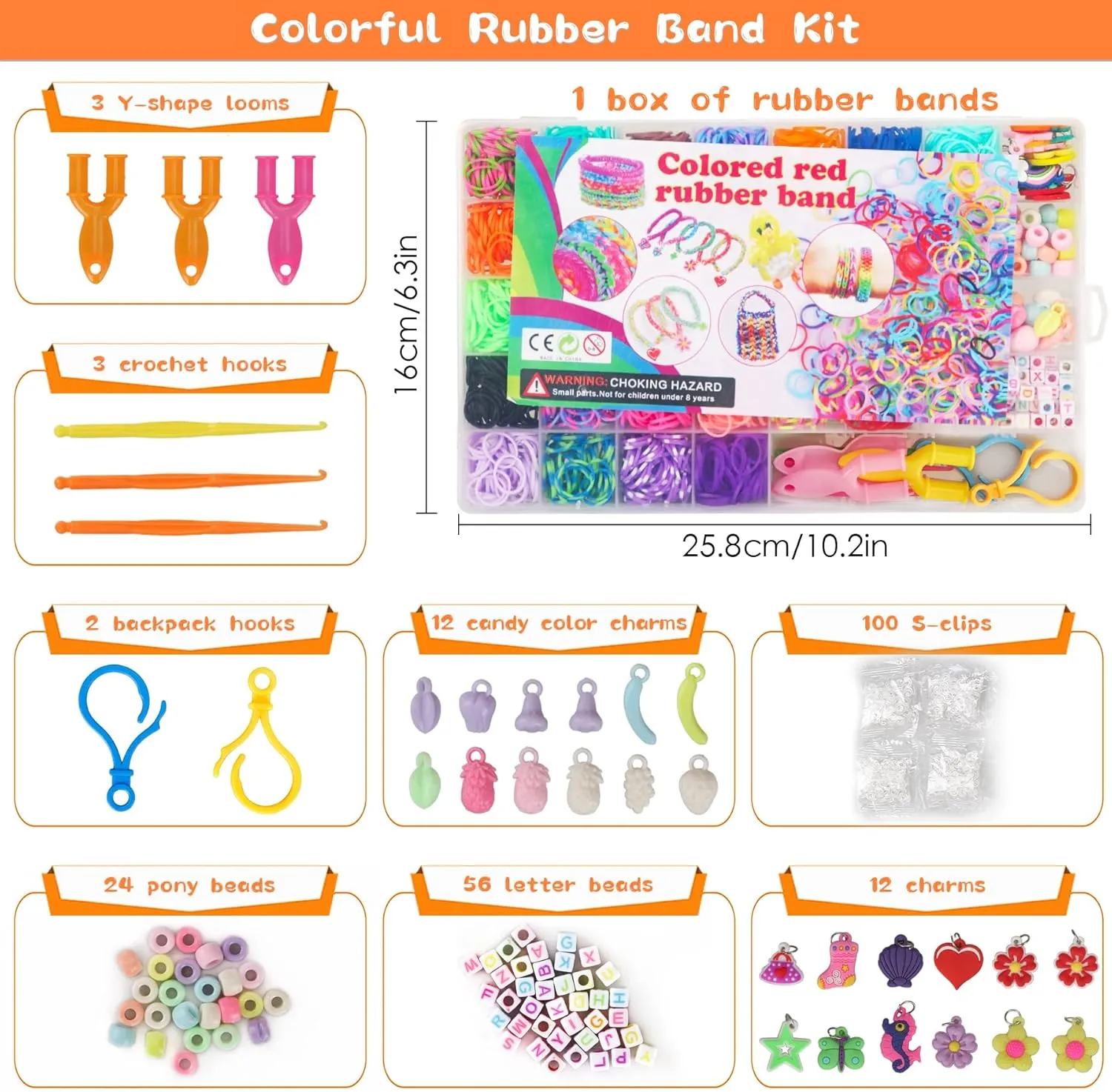 UUEMB 3000  Rubber Band Bracelet Kit, Colorful Loom Bracelet Making Kit with Storage Box, DIY Art Craft Set with Charms Beads for Beginners Birthday Christmas Parties Gift
