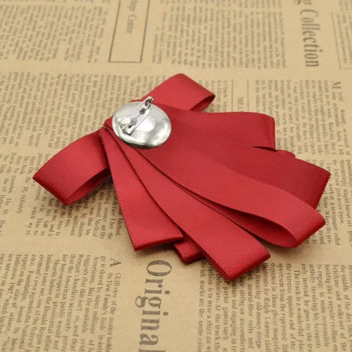 Vintage Style Black Ribbon Wedding Men Pre Tied Velvet Bow Tie Brooch Pin Clip Fashion Accessories