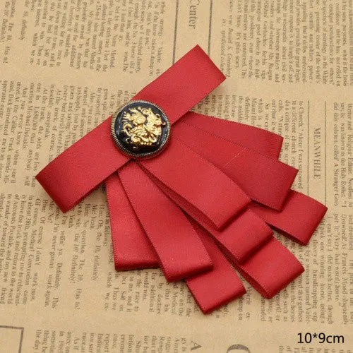 Vintage Style Black Ribbon Wedding Men Pre Tied Velvet Bow Tie Brooch Pin Clip Fashion Accessories
