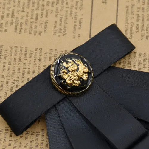 Vintage Style Black Ribbon Wedding Men Pre Tied Velvet Bow Tie Brooch Pin Clip Fashion Accessories