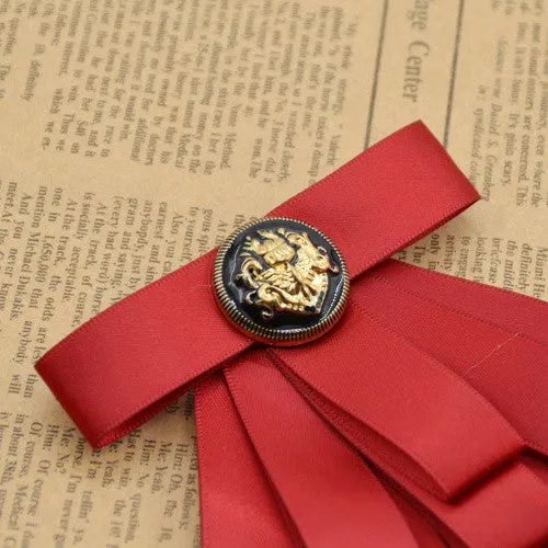 Vintage Style Black Ribbon Wedding Men Pre Tied Velvet Bow Tie Brooch Pin Clip Fashion Accessories
